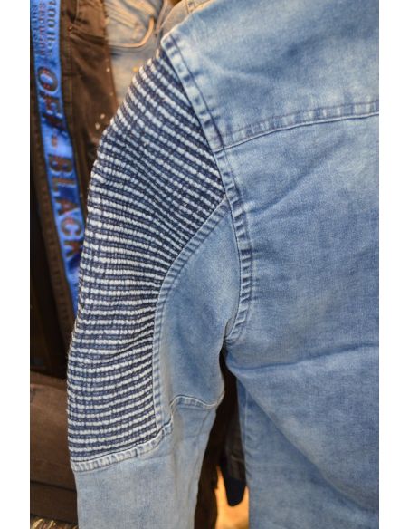 Jean jacket for men distressed and logo  Model 4