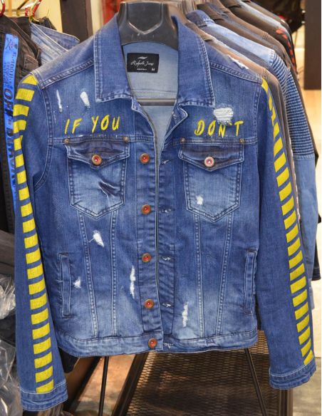 Jean jacket for men distressed and logo  Model 5