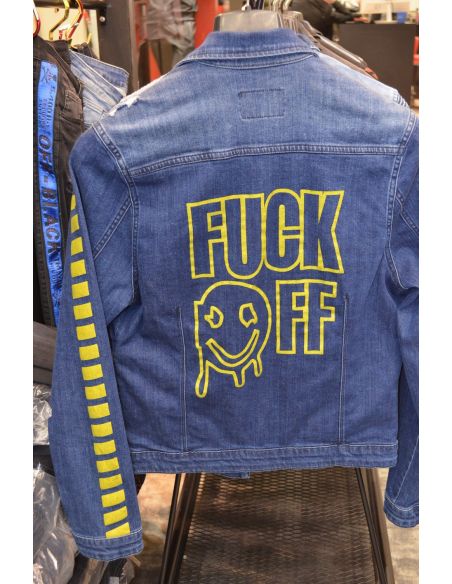 Jean jacket for men distressed and logo  Model 5