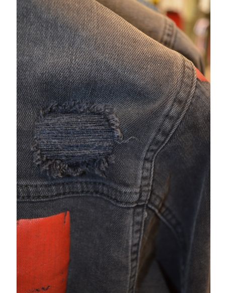 Jean jacket for men distressed and logo  Model 7