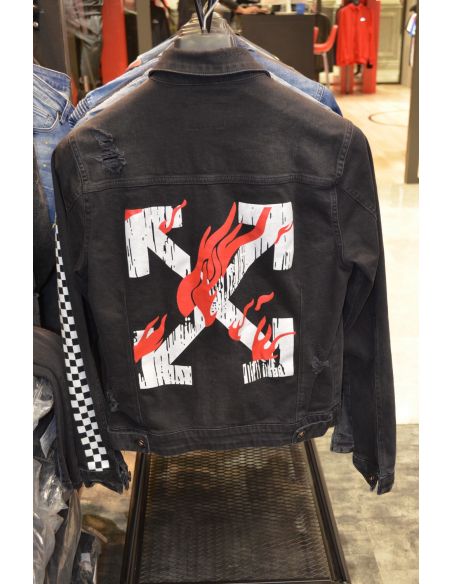 Jean jacket for men distressed and logo  Model 8