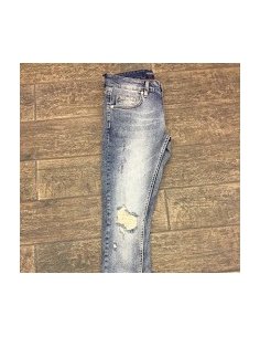 Jeans pour hommes bleu foncé et blanc