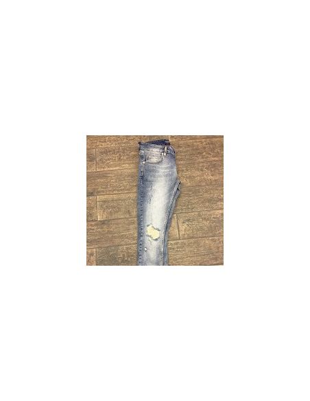 Men's dark blue and white shade denim jeans