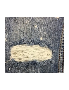 Jean en denim bleu et blanc pour hommes 2