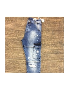 Jean pour homme bleu et blanc en denim