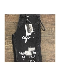 Denim homme noir short imprimé