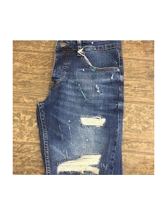 Men's denim blue shorts with cuts