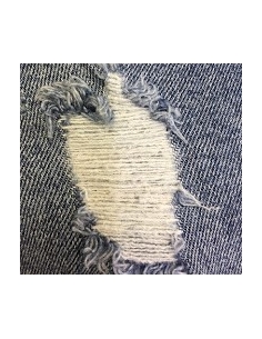 Mens denim blue short with cuts 2