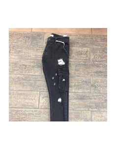 Jean noir homme avec imprimé blanc