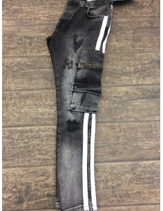Jean homme noir et blanc avec poches