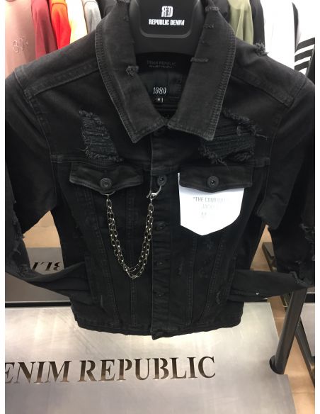 Veste en jean noire pour hommes