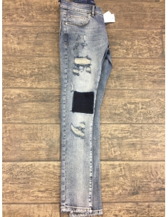 Jean pour homme bleu et blanc en denim