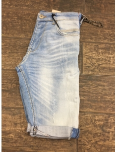 Short en jean bleu pour hommes avec abat-jour blanc