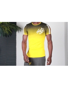 Men's Yellow color T Shirt black on chest