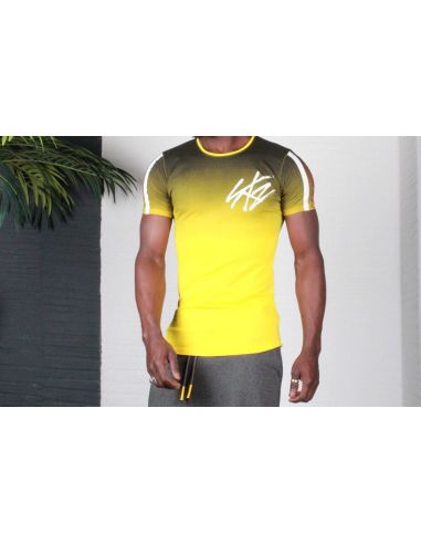 Men's Yellow color T Shirt black on chest