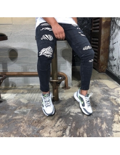 Men's Black Jeans with Cuts