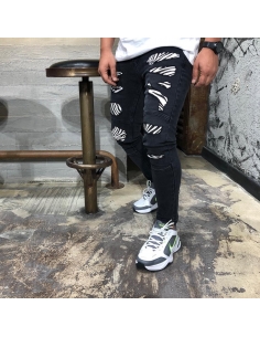 Men's Black Jeans with Cuts 2