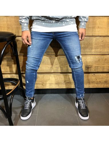 Sarı Şerit ile Erkekler Trendy Mavi renk Jeans