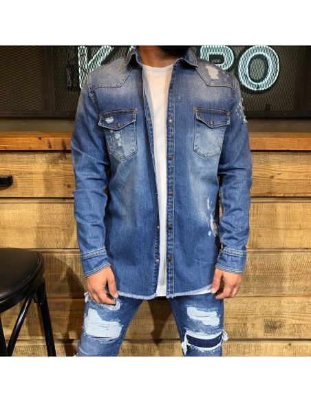 Jeans en denim bleu pour homme