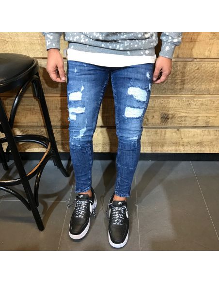 Men's Blue Trendy Jeans with cuts
