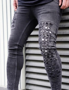 Jeans noir à trous