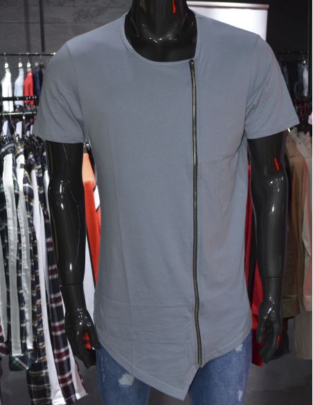 Men's round neck T-Shirt dual zipper color Model 1