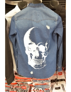 Shirt jeans for men distressed and logo Model 2