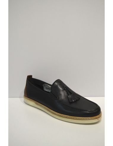 Dark Blue Leather causual Moccasins 