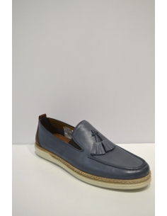 Light Blue Leather Moccasins
