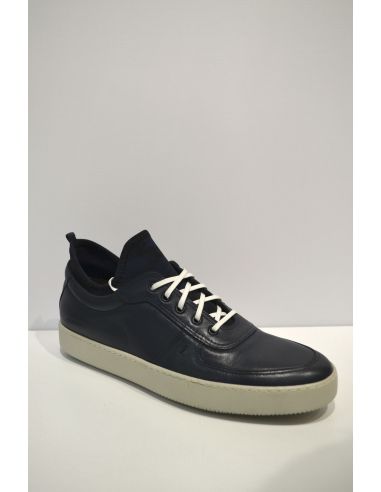 Dark Blue Leather Sports Sneaker