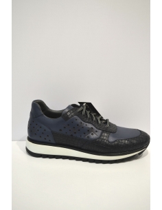 Dark Blue Leather Sports casual