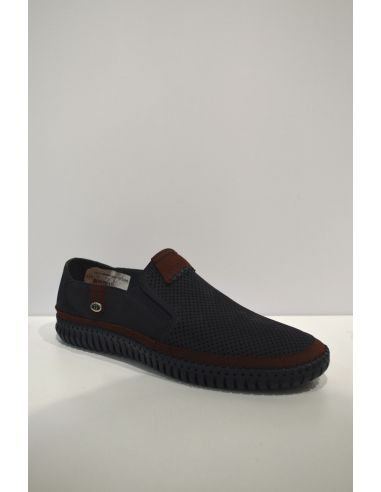 Dark Blue Leather Slip-on Shoe