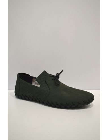 Juniper Green Leather Flat Loafer