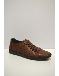 Shiny Brown Leather out stritched Slip-on Shoe