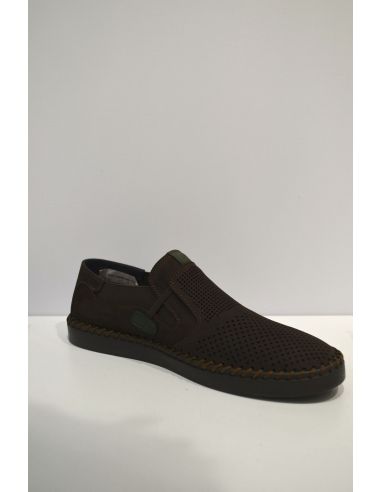 Dark Brown Leather Dotted Loafer