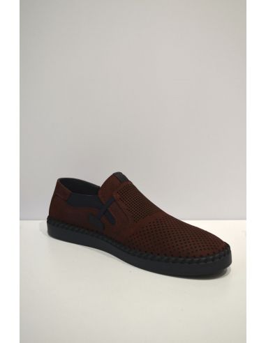 Maroon Leather Dotted Loafer