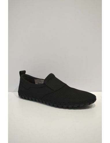 Black Dotted Leather flat Loafer