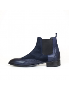 A-003 Lacivert Deri-Süet Erkek Bot 2