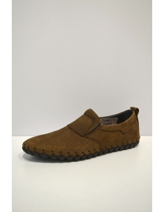 Golden Brown Dotted Leather flat Loafer