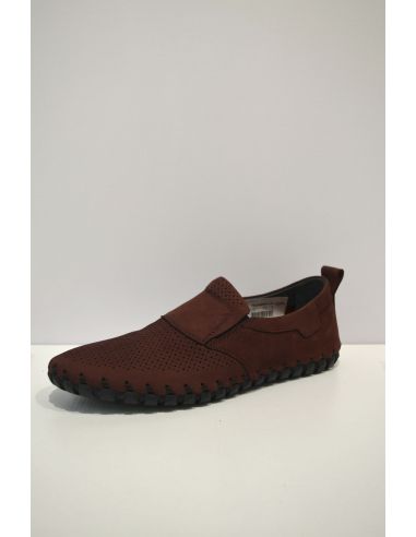 Maroon Dotted Leather flat Loafer