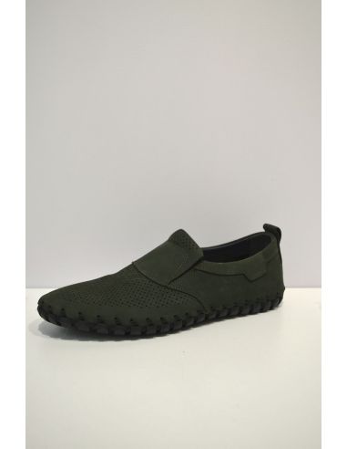Juniper Green Dotted Leather flat Loafer