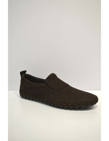 Dark Brown Dotted Leather flat Loafer