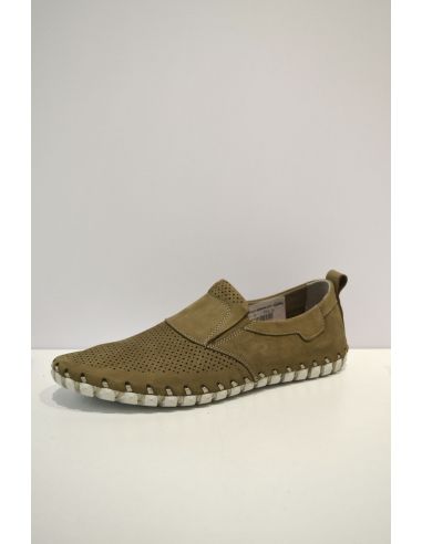 Moss Green Dotted Leather flat Loafer