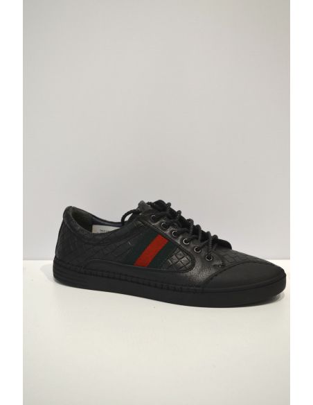 Black and Red stripped Leather Sneaker