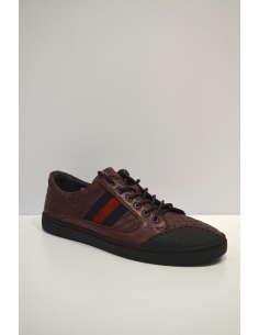 Dark Blue and Red stripped Leather Sneaker 2