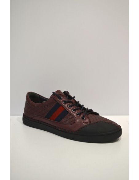 Dark Blue and Red stripped Leather Sneaker