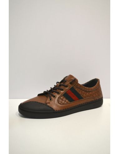 Light Brown and Red stripped Leather Sneaker
