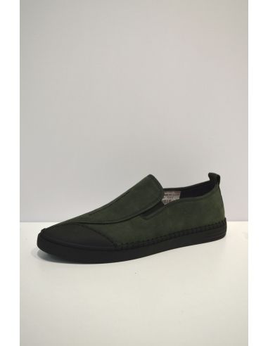 Green Sleek Slip on Leather Shoe