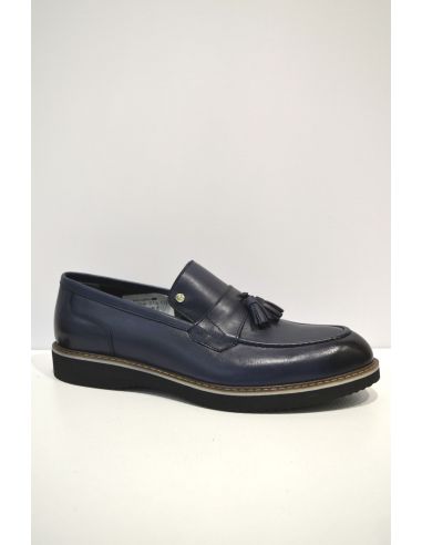 Midnight Blue Designer Leather Slip on