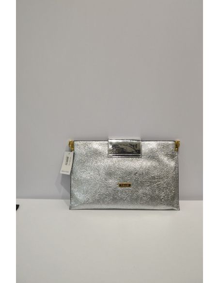 Shiny Silver-white Leather handheld bag